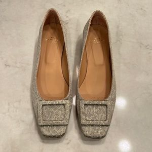 Ann Mashburn Buckle Shoe Size 39 Metallic Leopard Print